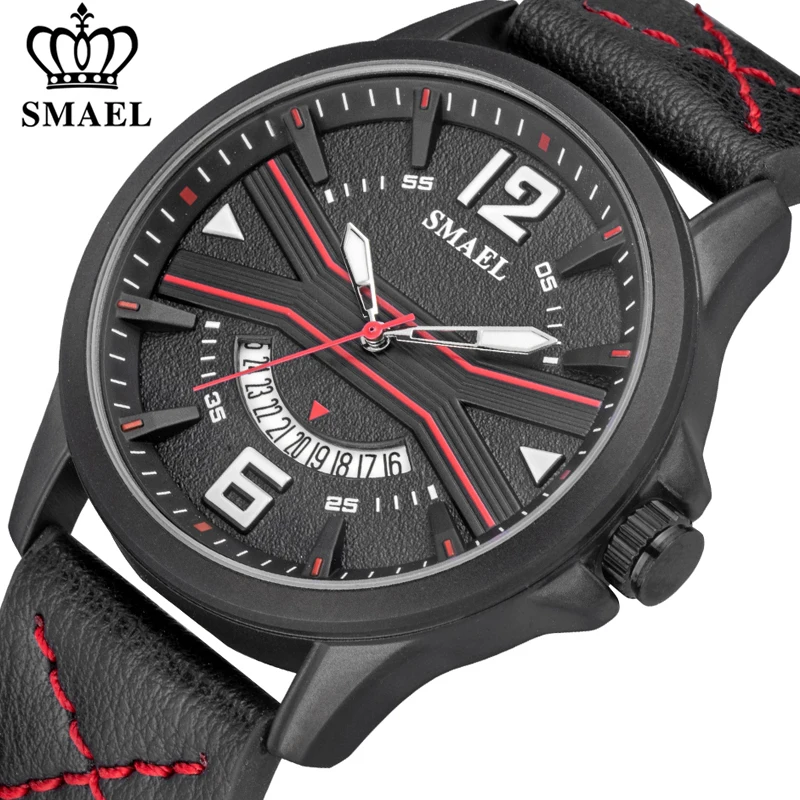 Мужские Кварцевые водонепроницаемые часы с кожаным ремешком и циферблатом 
Мужские Кварцевые водонепроницаемые часы с кожаным ремешком и циферблатом