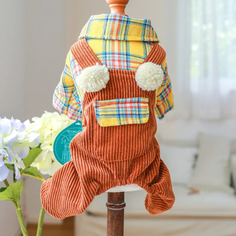 2022 Autumn and Winter Newest Pet Clothes Plaid Design Four-Legged Pet Clothing Ball Plaid Pants Turmeric Roupa Cachorro Overall
2022 Autumn and Winter Newest Pet Clothes Plaid Design Four-Legged Pet Clothing Ball Plaid Pants Turmeric Roupa Cachorro Overall