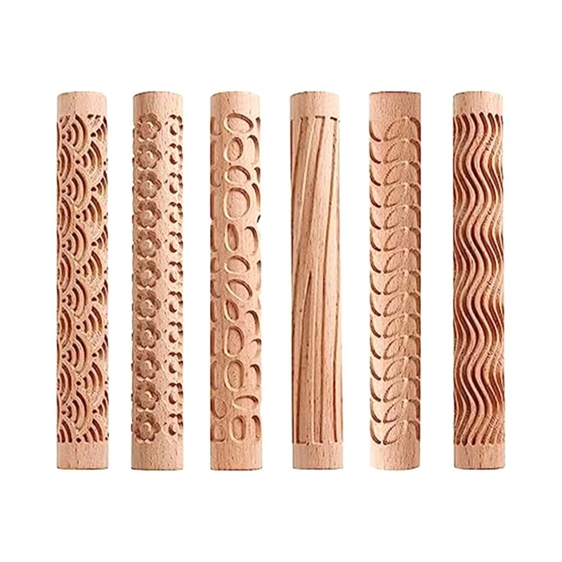 6 PCS Clay Rolling Pin Textured Hand Roller Wooden Handle Pottery Tools Set Durable Easy To Use 
6 PCS Clay Rolling Pin Textured Hand Roller Wooden Handle Pottery Tools Set Durable Easy To Use