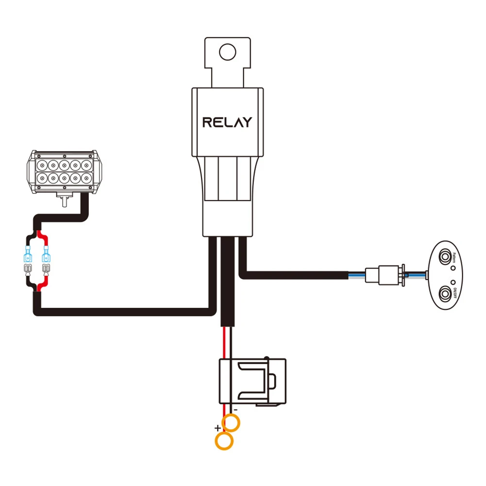 

Wiring Harness Kit For 2 Lights 1 Light Fuse On-Off Switch Relay Work Light Universal Wire Harness 4 Blade Terminals 3 Fuses