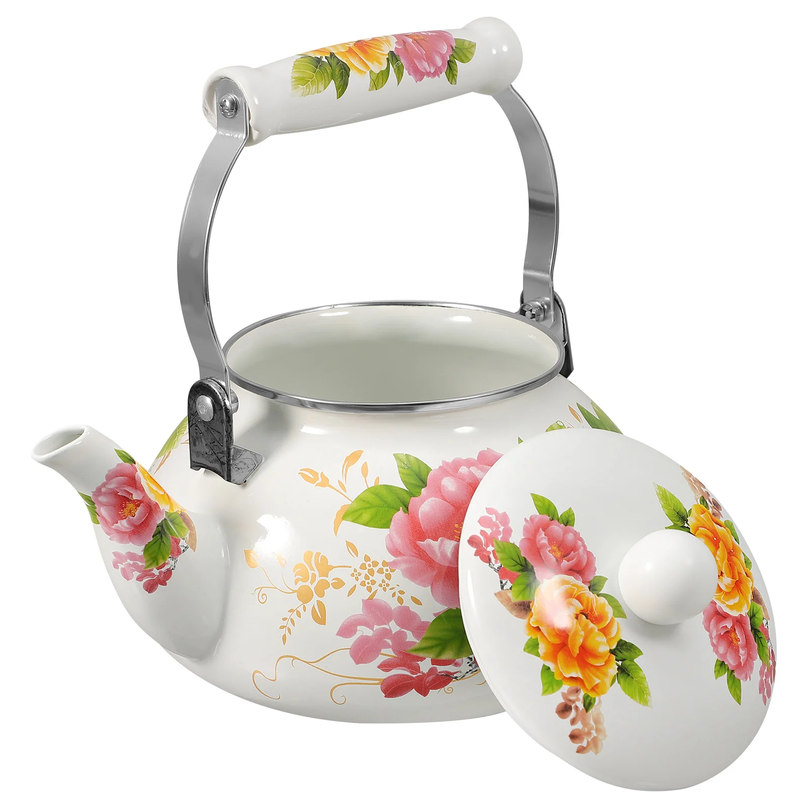 Enamel Tea Kettle Vintage Enamel Tea Kettle Floral Enamel Teapot with Handle 
Enamel Tea Kettle Vintage Enamel Tea Kettle Floral Enamel Teapot with Handle