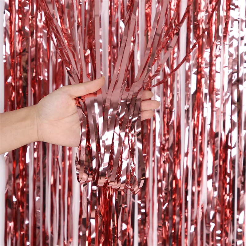 1-3M Rose Gold Metallic Foil Tinsel Fringe Curtains Birthday Party Decorations Wedding Bachelorette Backdrop Curtain Photo Props
1-3M Rose Gold Metallic Foil Tinsel Fringe Curtains Birthday Party Decorations Wedding Bachelorette Backdrop Curtain Photo Props