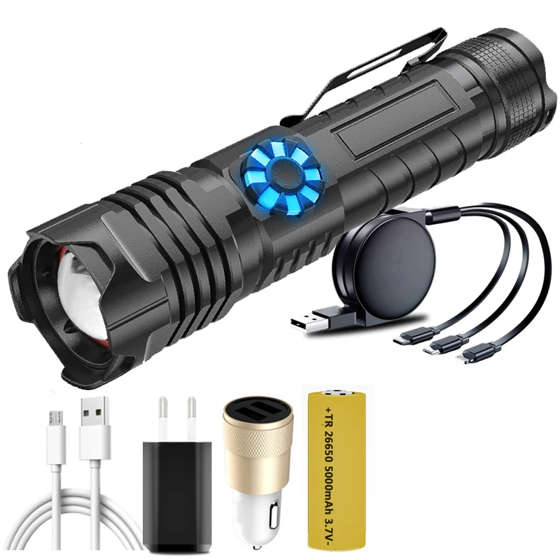 Stepless Dimming XHP180 18650 Battery Led Flashlight Type-C USB Rechargeable Powerbank Torch Aluminum Zoomable Lantern
Stepless Dimming XHP180 18650 Battery Led Flashlight Type-C USB Rechargeable Powerbank Torch Aluminum Zoomable Lantern