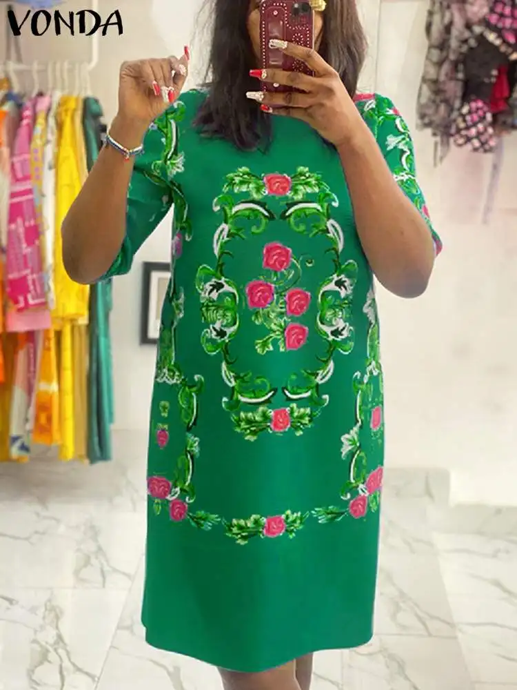 Elegant Women Summer Dress 2023 Sexy Round neck Short Sleeve Floral Print Short Dress VONDA Bohemian Sundress Party Vestidos
Elegant Women Summer Dress 2023 Sexy Round neck Short Sleeve Floral Print Short Dress VONDA Bohemian Sundress Party Vestidos