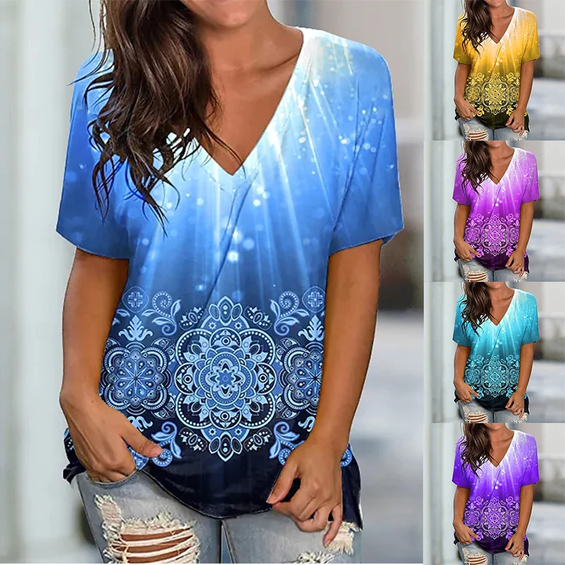 Women's Graphic Geometric Print T-Shirt Vintage Gradient Print Short Sleeve T-Shirt V-Neck Basic Plus Size Top/3D Printing
Women's Graphic Geometric Print T-Shirt Vintage Gradient Print Short Sleeve T-Shirt V-Neck Basic Plus Size Top/3D Printing