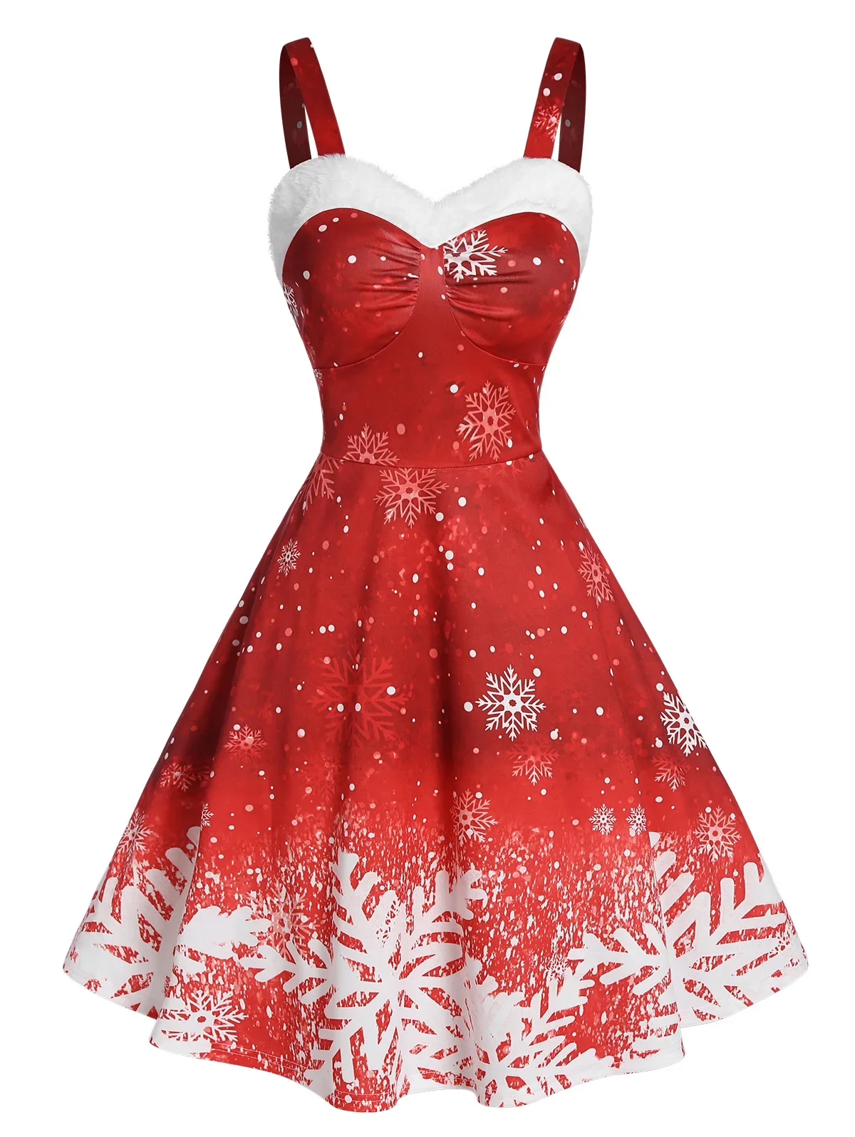 

S-3xl For Women Vintage Christmas Dresses Ombre Color Snowflake Print Off Shoulder Party Dress Женское Платье