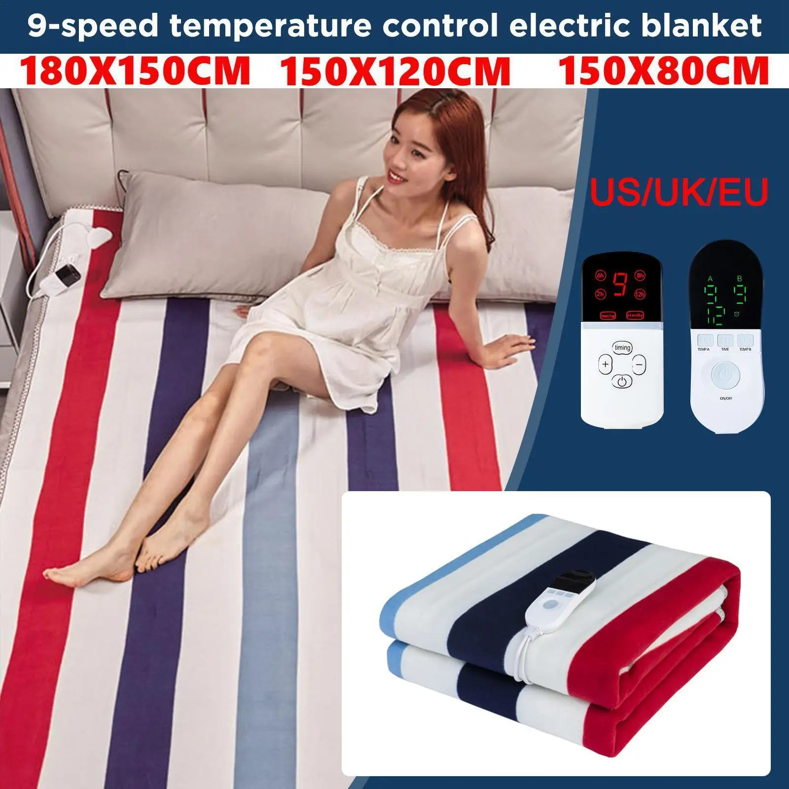 EU/UK Electric Blanket for Bed Heater Thermostat Electric Mattress Soft Heating Blanket Warmer Carpet Security Heated Blank B3A6
EU/UK Electric Blanket for Bed Heater Thermostat Electric Mattress Soft Heating Blanket Warmer Carpet Security Heated Blank B3A6