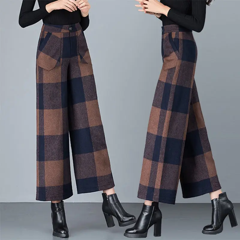 Woolen Wide-Leg Pants Autumn Winter New Plaid Cropped Pants High Waist Straight-Leg Pants Fitted Figure Flattering Women's Pants
Woolen Wide-Leg Pants Autumn Winter New Plaid Cropped Pants High Waist Straight-Leg Pants Fitted Figure Flattering Women's Pants