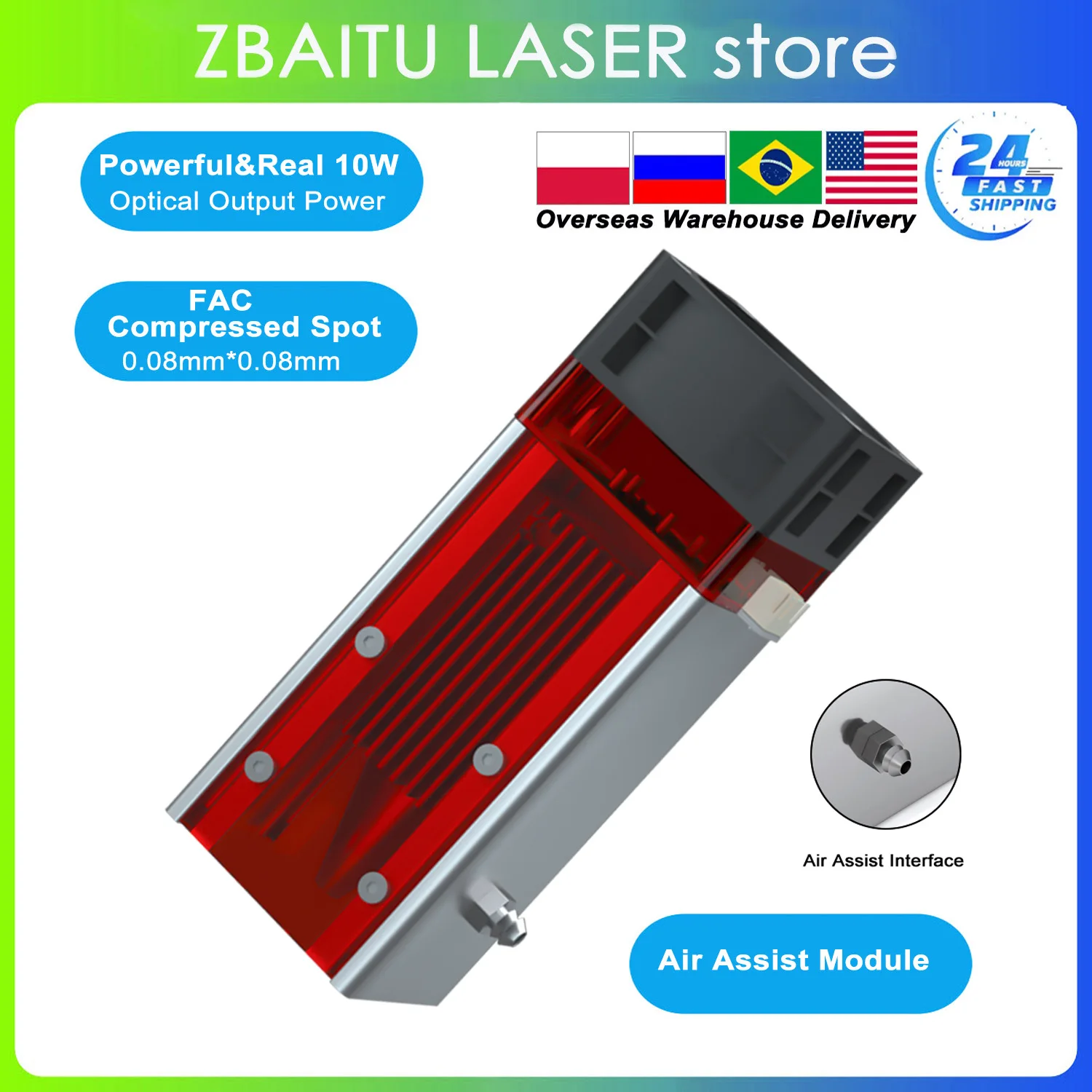 Лазерный модуль ZBAITU, Диодная головка 80 Вт для фото, с воздушным интерфейсом/металлической насадкой/защитной крышкой для глаз
Лазерный модуль ZBAITU, Диодная головка 80 Вт для фото, с воздушным интерфейсом/металлической насадкой/защитной крышкой для глаз