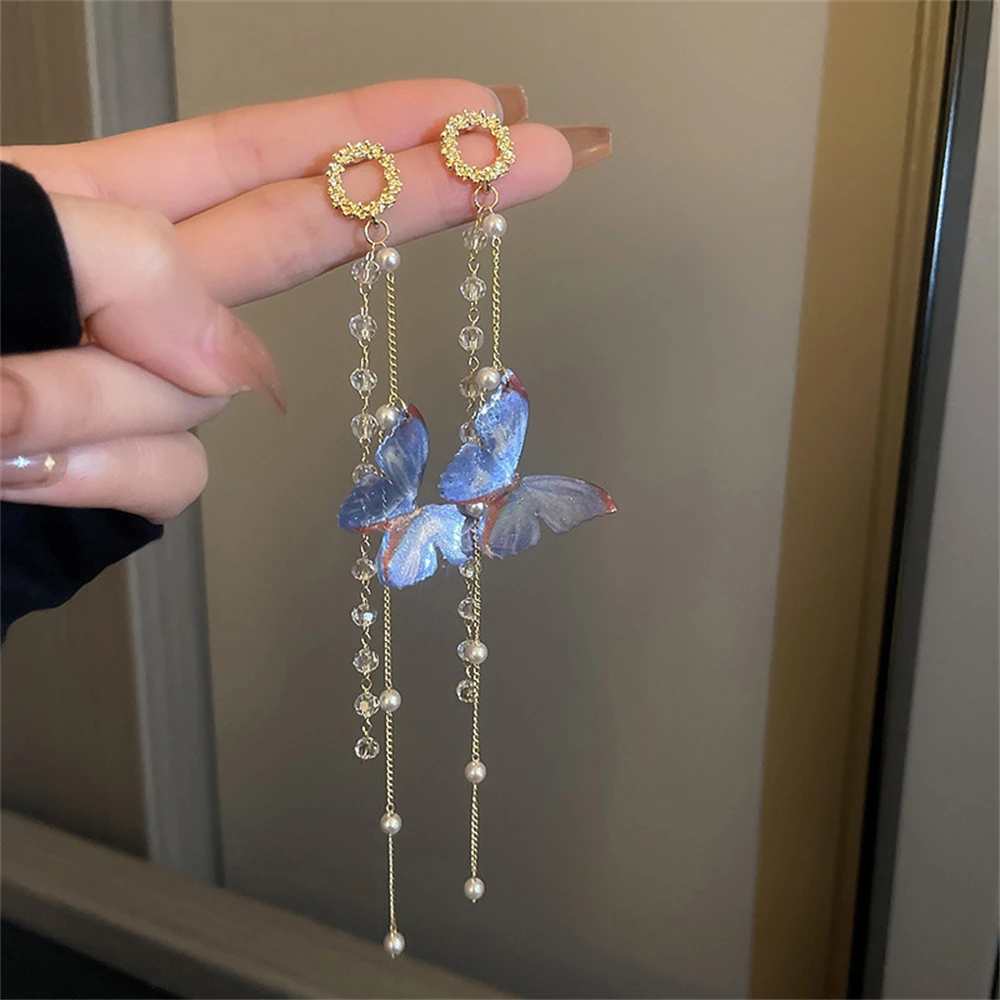Luxury Long Tassel Butterfly Gold Color Earrings Korean Style Shining Crystal Imitation Pearl Dangle Earrings For Women Jewelry
Luxury Long Tassel Butterfly Gold Color Earrings Korean Style Shining Crystal Imitation Pearl Dangle Earrings For Women Jewelry