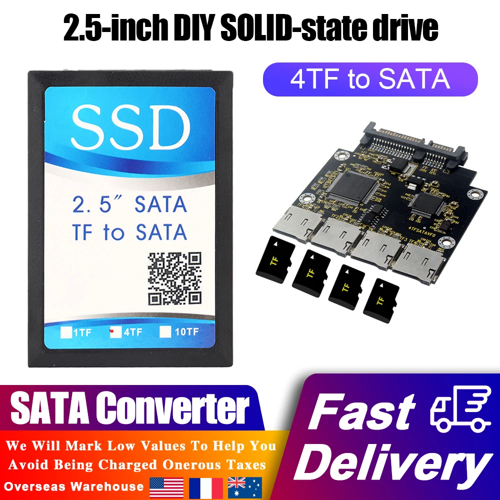 4 Micro SD to Micro SATA Adapter RAID TF Card to 2.5 Inch SSD Micro SATA Converter Stick Card Reader
4 Micro SD to Micro SATA Adapter RAID TF Card to 2.5 Inch SSD Micro SATA Converter Stick Card Reader