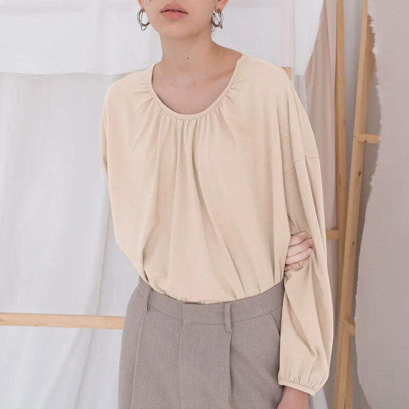 Soft Modal Women'S T-Shirt Ruched Spring Autumn Long Sleeve Top Solid Casual O-Neck Harajuku Shirt Basic Streetwear Top
Soft Modal Women'S T-Shirt Ruched Spring Autumn Long Sleeve Top Solid Casual O-Neck Harajuku Shirt Basic Streetwear Top