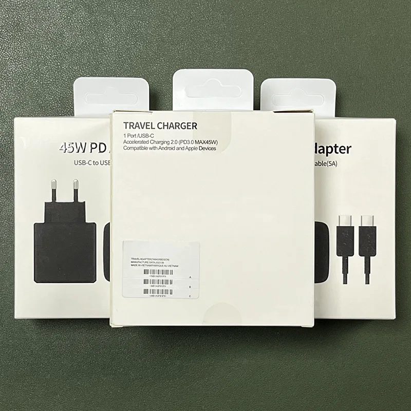 10 шт. TA845 для Galaxy Ultra Flip5 Fold5 US EU характеристики настенная зарядка 45 Вт адаптер Быстрая зарядка USB C кабель 5A высокое качество