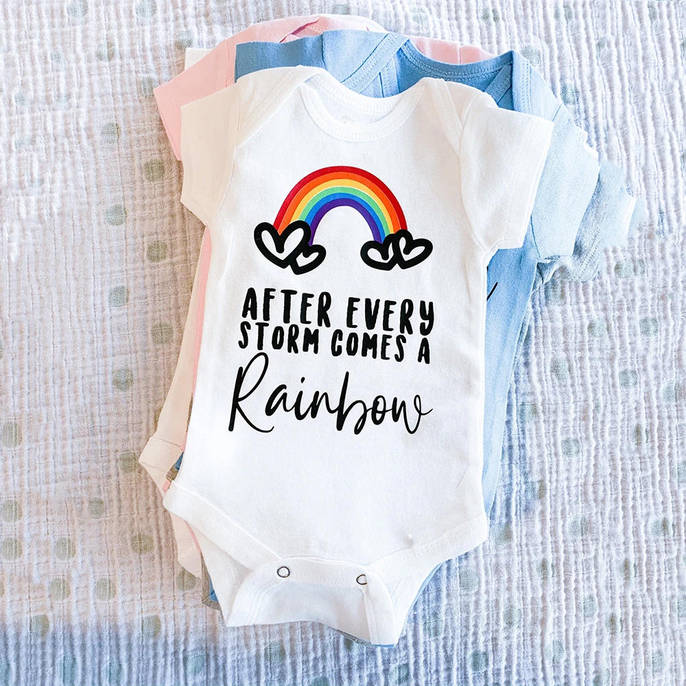 After Every Storm Comes A Rainbow Baby Bodysuits Pregnancy Announcement Babyshower Gift Fashion Infant Clothes M
After Every Storm Comes A Rainbow Baby Bodysuits Pregnancy Announcement Babyshower Gift Fashion Infant Clothes M
