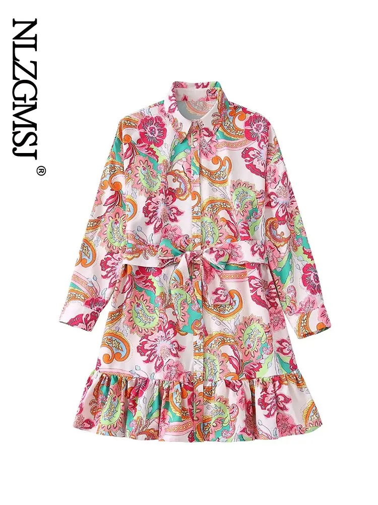 Женское мини-платье с поясом и цветочным принтом, с рюшами
Женское мини-платье с поясом и цветочным принтом, с рюшами