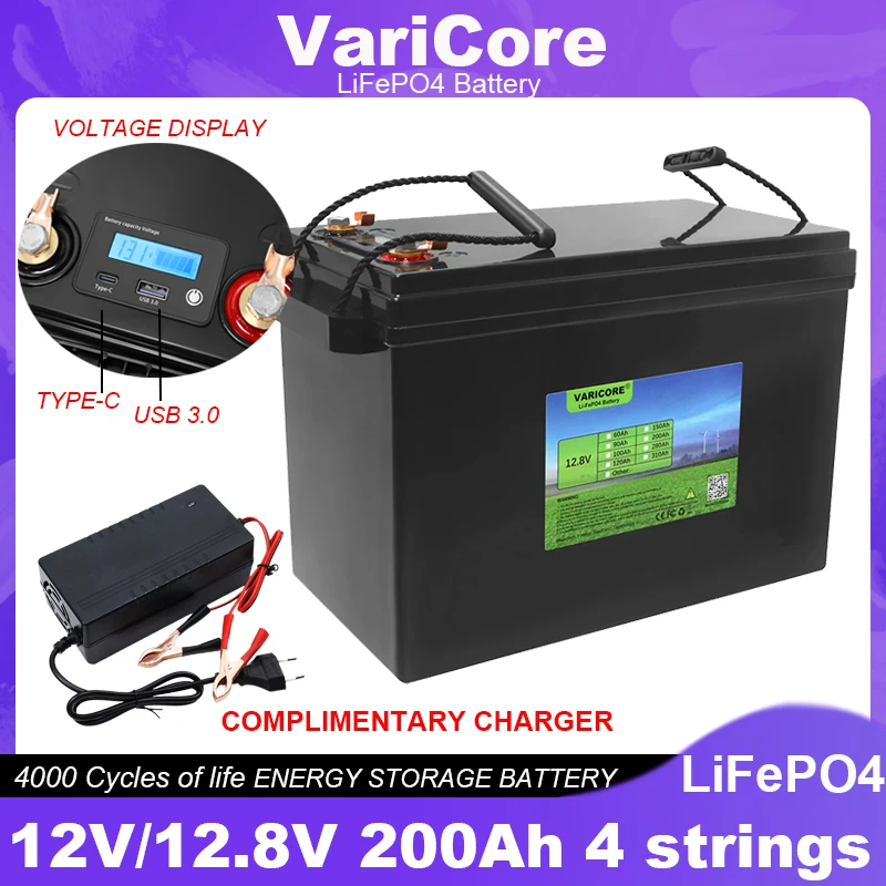 New 12.8V/12v 200Ah 4s LiFePO4 battery USB3.0 Type-C Output For RV Campers Golf Cart Off-Road Off-grid Solar batteries Duty-free
New 12.8V/12v 200Ah 4s LiFePO4 battery USB3.0 Type-C Output For RV Campers Golf Cart Off-Road Off-grid Solar batteries Duty-free