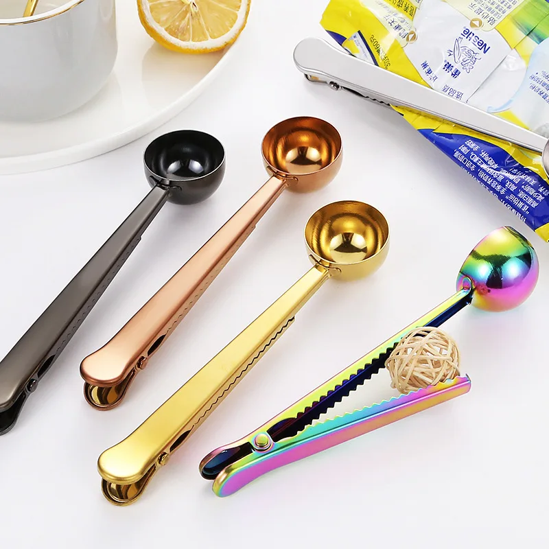 Two-in-one Stainless Steel Coffee Spoon Measuring Spoon Milk Powder Spoon With Seal Clip Kitchen Baking Scale Spoon Accessories
Two-in-one Stainless Steel Coffee Spoon Measuring Spoon Milk Powder Spoon With Seal Clip Kitchen Baking Scale Spoon Accessories