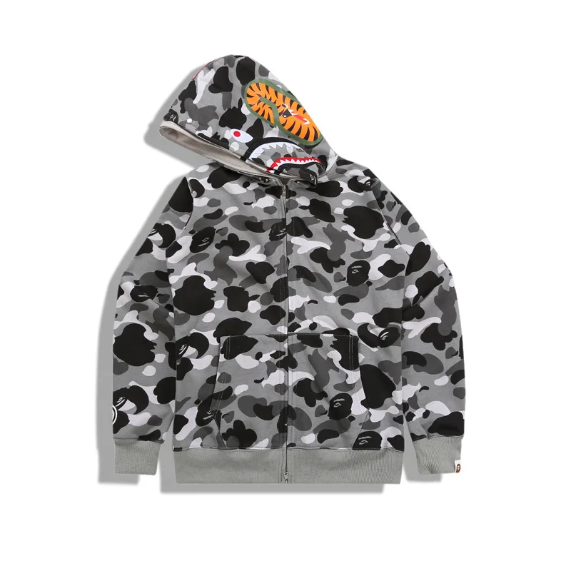 Camouflage Double Cap Shark Zipper Hooded Mens And Womens Tide Brand Sweater Jacket
Camouflage Double Cap Shark Zipper Hooded Mens And Womens Tide Brand Sweater Jacket