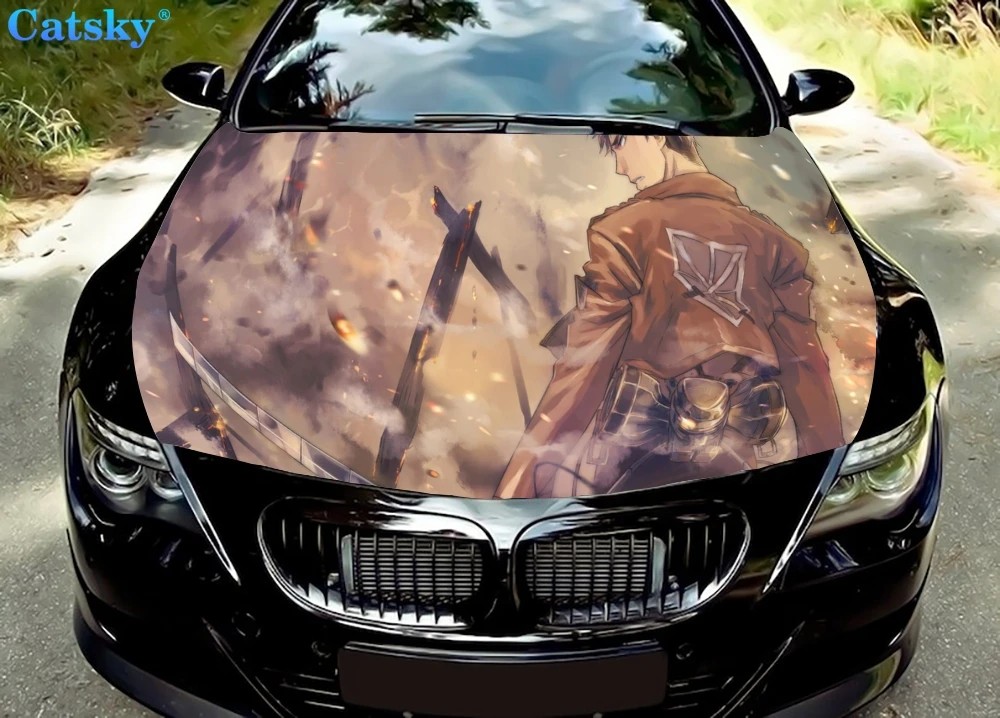 

Наклейки на автомобиль «атака на Титанов» под заказ, украшение капота автомобиля из аниме, защитная крышка капота, Виниловая наклейка на автомобиль, боковые наклейки на автомобиль