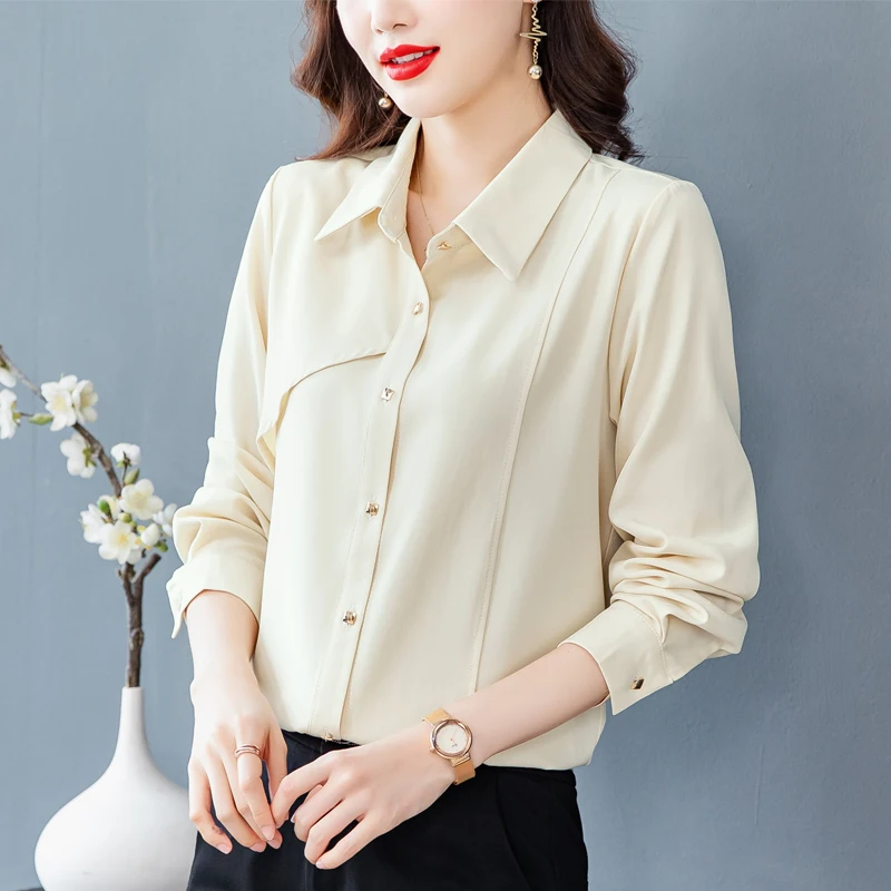 Chiffon Women's Blouse Loose Casual Polo Shirt Summer Fashion Retro Long Sleeve Solid Top Houthion
Chiffon Women's Blouse Loose Casual Polo Shirt Summer Fashion Retro Long Sleeve Solid Top Houthion