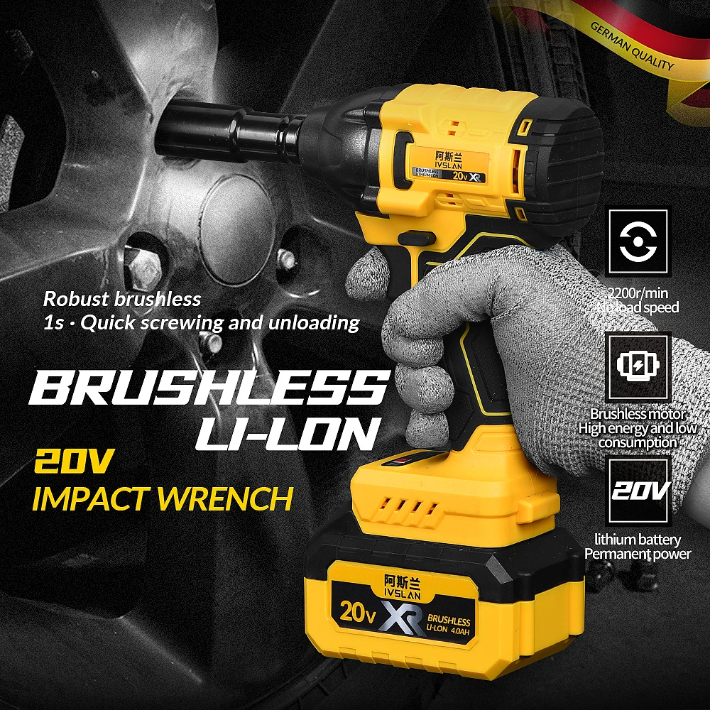 Ivslan 20V Electric Impact Wrench 400N.m Brushless Wrench Rechargeable Li-ion Battery For Car Tires Cordless Power Tools
Ivslan 20V Electric Impact Wrench 400N.m Brushless Wrench Rechargeable Li-ion Battery For Car Tires Cordless Power Tools