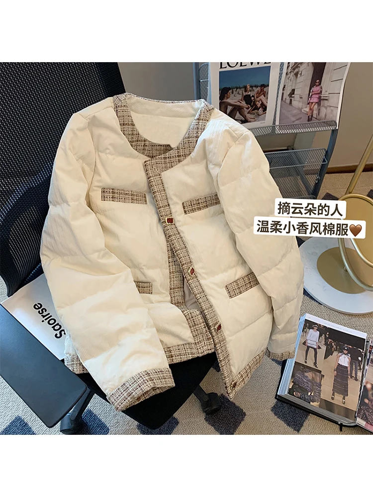 Tweed Patchwork Women O-neck Cotton Padded Coat Baggy Long Sleeve Winter Thicken Warm Parka Vintage Lady Down Jacket Cozy Basic
Tweed Patchwork Women O-neck Cotton Padded Coat Baggy Long Sleeve Winter Thicken Warm Parka Vintage Lady Down Jacket Cozy Basic