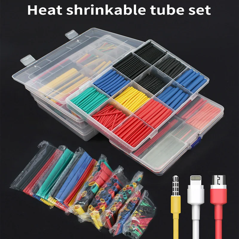 Фото Thermoresistant Tube heat shrink tubing kit Termoretractil Heat tube Assorted Pack diy insulation for cables wrap - купить по