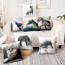 Cushion Decorative Pillow Natural Kingdom Born To Run Painting Print Pillowcase Winter Owl Home Decor Sofa Throw Pillows 17*17