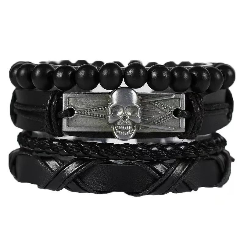 4 Pack Braided Leather Bracelet Genuine Leather Metal Skull Charm Decal Beads Bracelet Jewelry for Men
4 Pack Braided Leather Bracelet Genuine Leather Metal Skull Charm Decal Beads Bracelet Jewelry for Men
