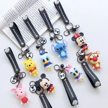 Disney Mickey Mouse Donald Duck Cartoon Anime Pendant Pvc Keychain Holder Car Keyring Mobile Phone Bag Hanging Jewelry Kids Gift