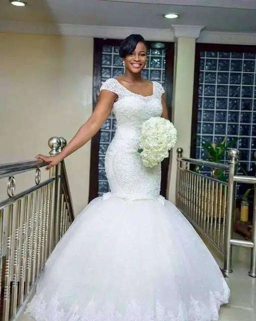 Newest Cap Sleeve Full Beaded Appliqued Lace mermaid Wedding Dresses Corset Back Plus Size 2022 Wedding Gowns
Newest Cap Sleeve Full Beaded Appliqued Lace mermaid Wedding Dresses Corset Back Plus Size 2022 Wedding Gowns