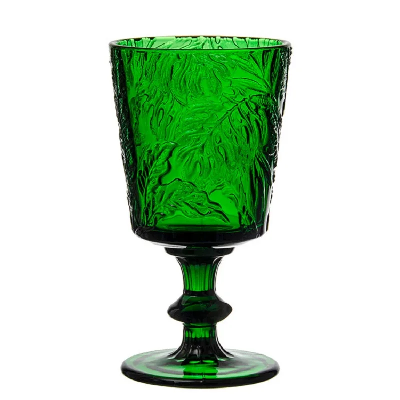 

1 шт. машина прессованный тяжелый зеленый стеклянный бокал тисненые бокалы для вина стеклянная посуда стакан 330 мл 11 унций домашний декор дл...