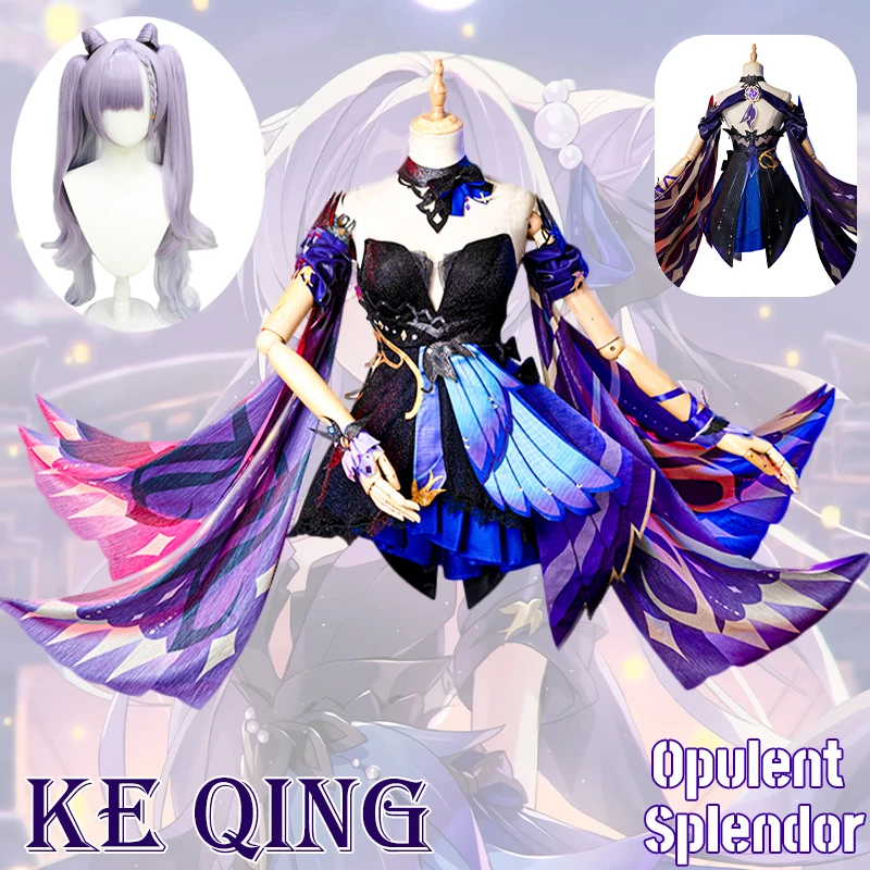 High-quality Opulent Splendor Genshin Impact Keqing Cosplay Costume Uniform Wig Anime Chinese Style Halloween Costumes Game 
High-quality Opulent Splendor Genshin Impact Keqing Cosplay Costume Uniform Wig Anime Chinese Style Halloween Costumes Game