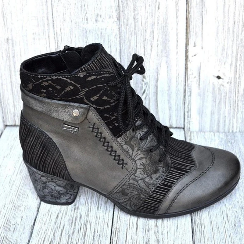 Autumn Women Black Boots Lace Lace Up Pu Patchwork Med Heel Causal Winter Ladies Ankle Boots
Autumn Women Black Boots Lace Lace Up Pu Patchwork Med Heel Causal Winter Ladies Ankle Boots