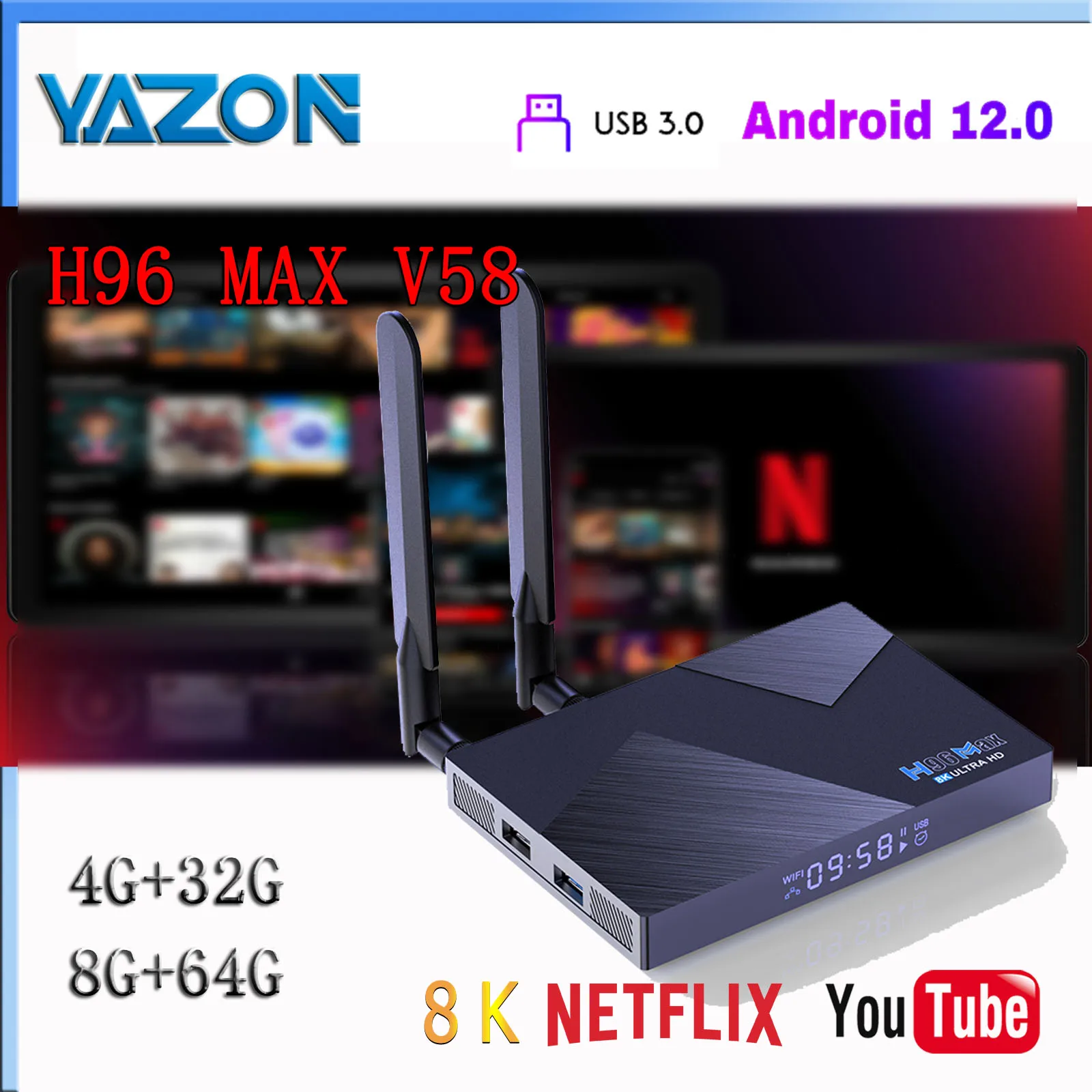 ТВ-приставка H96 MAX V58 Rockchip RK3588 Android 12 Восьмиядерный 8 Гб DDR4 ОЗУ 64 Гб ПЗУ 1000 м Ethernet Wi-Fi 6 5G Двойной Wi-Fi 8K медиаплеер
ТВ-приставка H96 MAX V58 Rockchip RK3588 Android 12 Восьмиядерный 8 Гб DDR4 ОЗУ 64 Гб ПЗУ 1000 м Ethernet Wi-Fi 6 5G Двойной Wi-Fi 8K медиаплеер