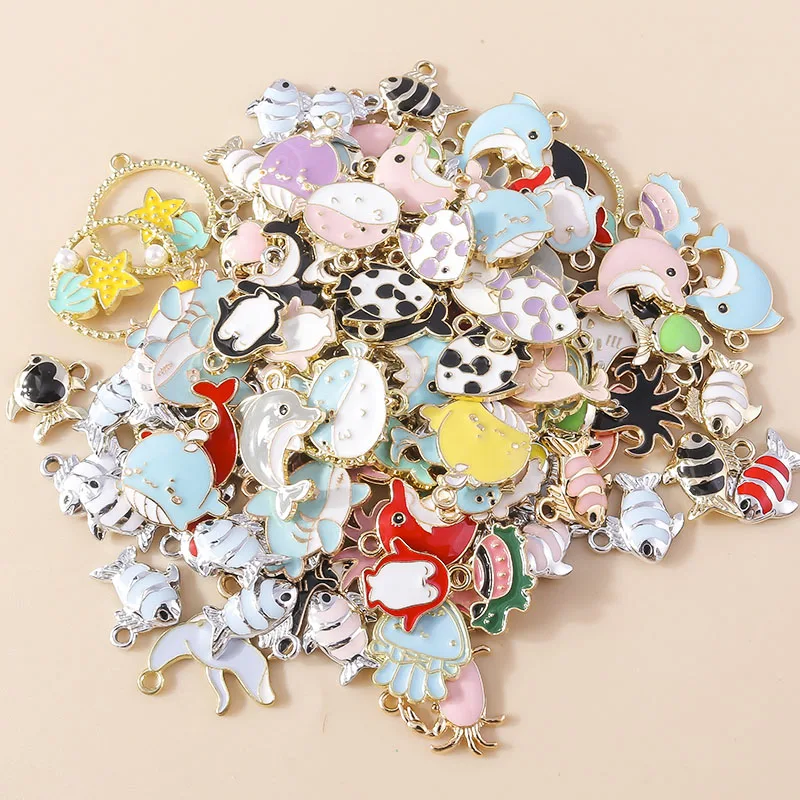 10pcs Mixed Ocean Animals Charms Cute Enamel Fish Crab Whale Dolphin Shark Penguin Turtle Charms DIY Bracelet Necklace Jewelry
10pcs Mixed Ocean Animals Charms Cute Enamel Fish Crab Whale Dolphin Shark Penguin Turtle Charms DIY Bracelet Necklace Jewelry