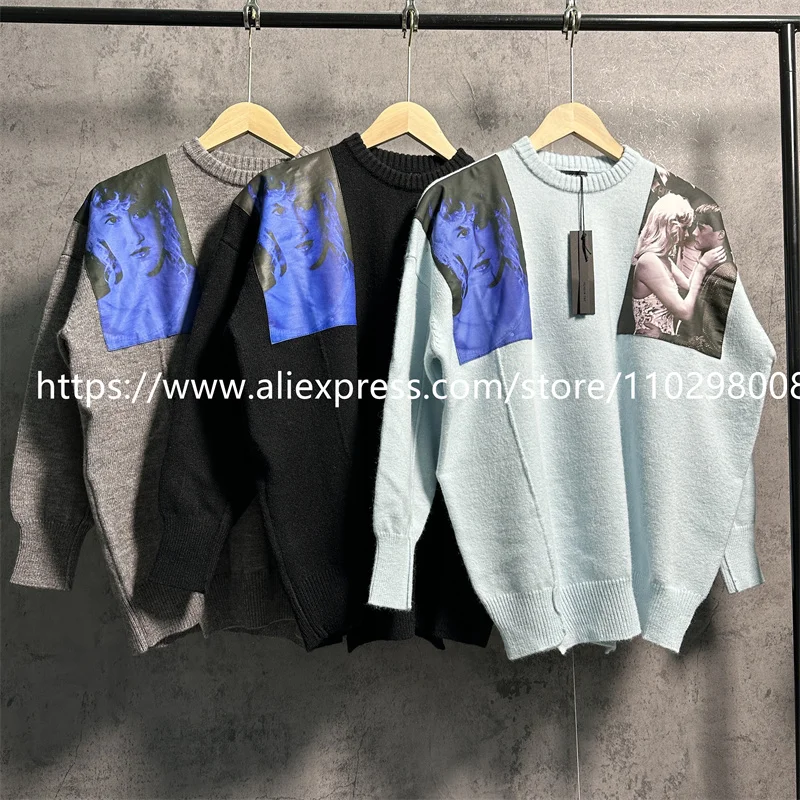 

New RAF SIMONS Sweater Movie Character Patch Silhouette Men Women High Quality Hip Hop Sweatshirts Pullover