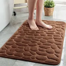 1pc Cobblestone Bath Mat - Stone Textured, Rapid Water Absorbent, Non-Slip, Washable, Thick Soft and Comfortable Carpet for Bath