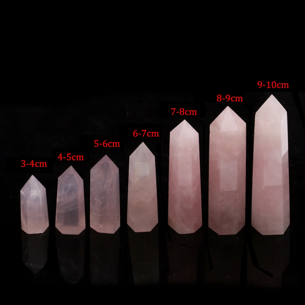 

Mineraali 3-10cm Natural Rose Quartz Stone Tower Crystals Hexagonal Prism Magic Wand Home Fengshui Ornaments Spiritual Pink Gems
