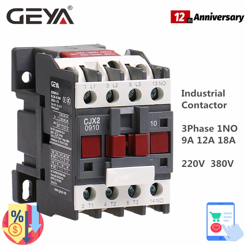 GEYA CJX2 AC Contactor 9A 12A 18A Industrial Contactor Coil Voltage 380V 220V 50/60Hz Din Rail Mounted 3P+1NO Normal Open
GEYA CJX2 AC Contactor 9A 12A 18A Industrial Contactor Coil Voltage 380V 220V 50/60Hz Din Rail Mounted 3P+1NO Normal Open