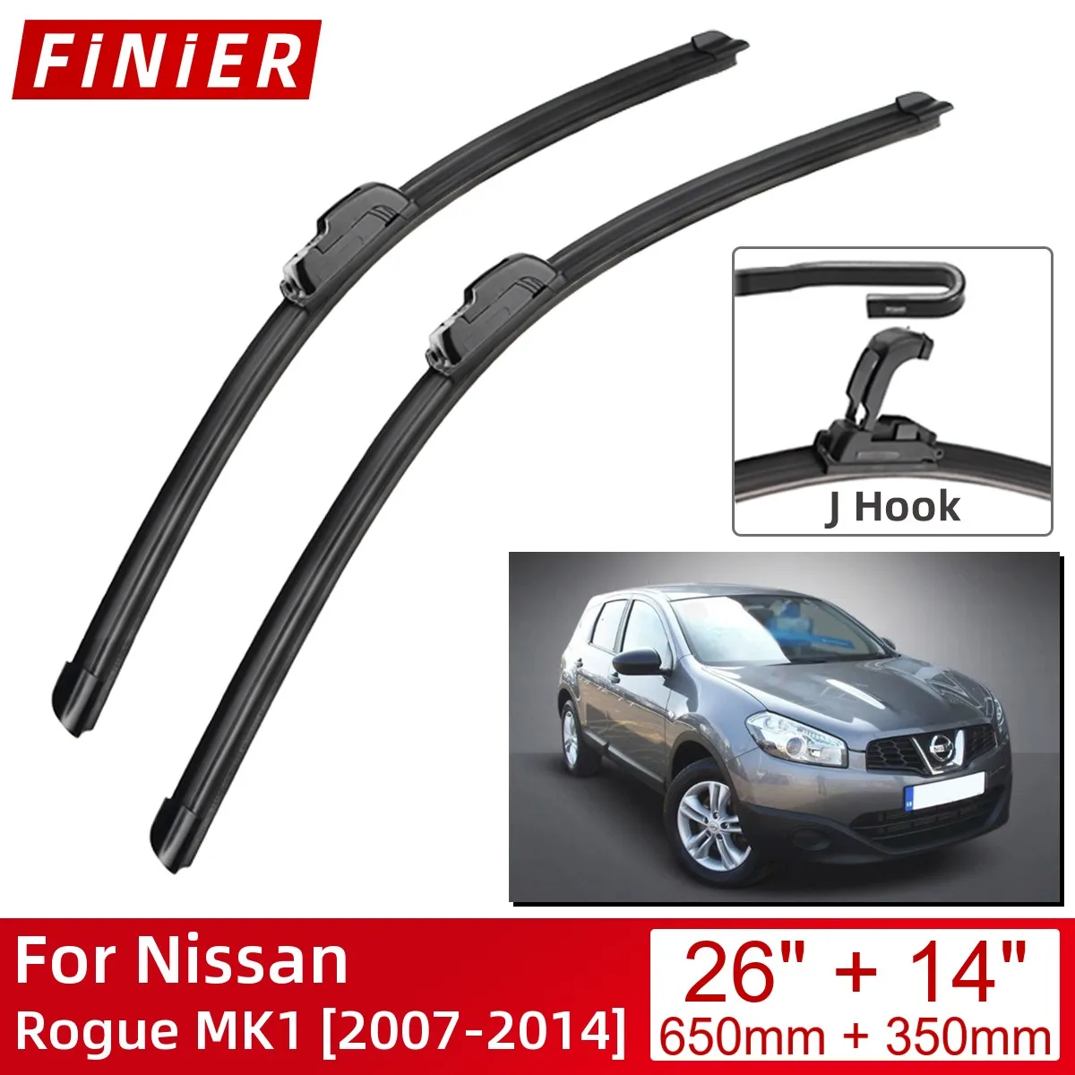 For Nissan Rogue MK1 2007-2014 26"+14" Car Accessories Front Windscreen Wiper Blade Brushes Wipers U Type J Hooks 2014 2013
For Nissan Rogue MK1 2007-2014 26"+14" Car Accessories Front Windscreen Wiper Blade Brushes Wipers U Type J Hooks 2014 2013