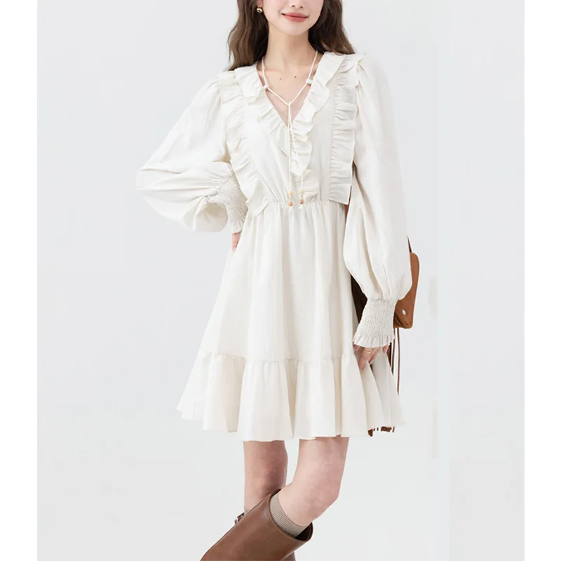 2023 Chinese New Year gentle wind V-neck apricot long dress versatile commuting waist thin A-line dress set
2023 Chinese New Year gentle wind V-neck apricot long dress versatile commuting waist thin A-line dress set