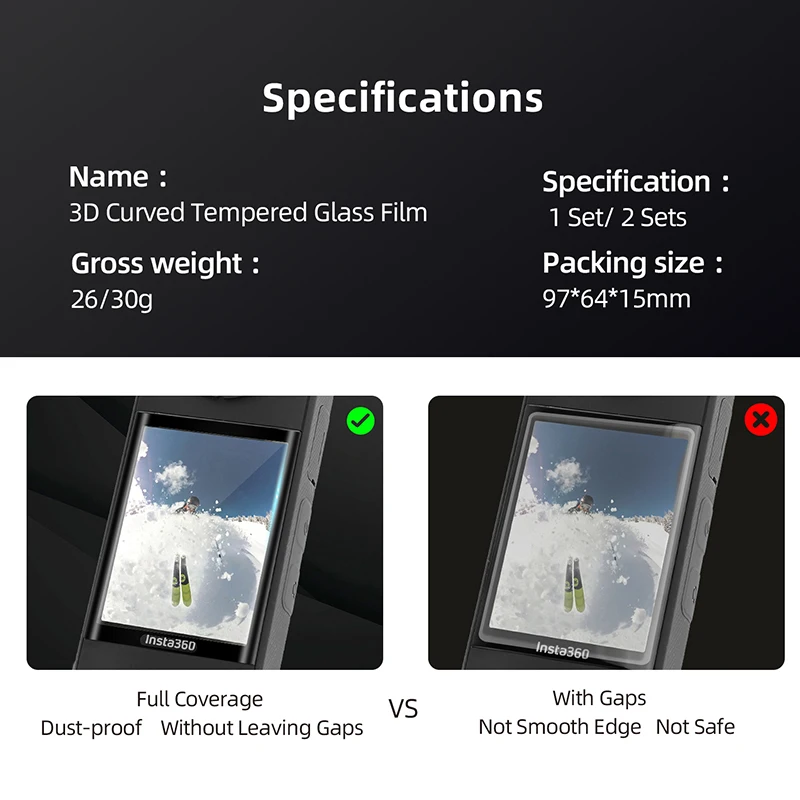 1/2 набор 3D изогнутые края полное покрытие пленка из закаленного стекла HD защита для экрана камеры изогнутая мягкая пленка для Insta360 X3 аксессу...
1/2 набор 3D изогнутые края полное покрытие пленка из закаленного стекла HD защита для экрана камеры изогнутая мягкая пленка для Insta360 X3 аксессу...