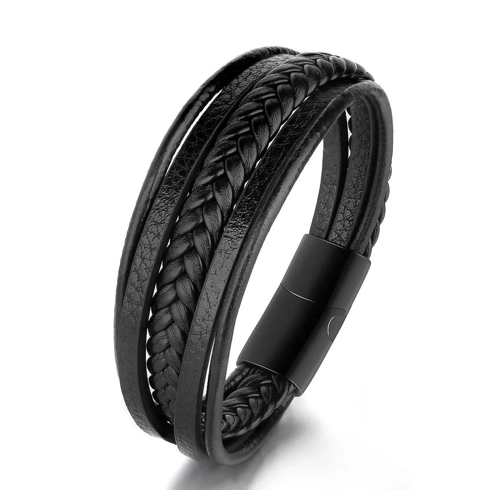 Vintage Cowhide Rope Bracelet Hand Braided Leather Stainless Steel Multilayer Men Bracelet Jewelry Wholesale
Vintage Cowhide Rope Bracelet Hand Braided Leather Stainless Steel Multilayer Men Bracelet Jewelry Wholesale