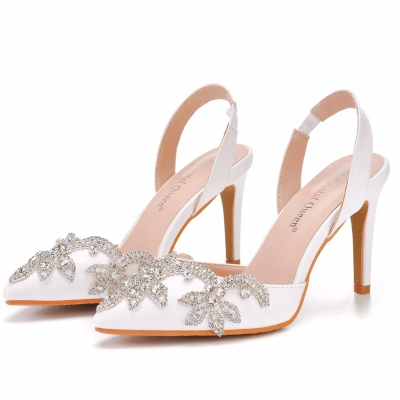 Fashion Summer Women High Heels Sandals Rhinestone Slip On PU 9CM Thin Heels Wedding Bride Korean Style Women Shoes White
Fashion Summer Women High Heels Sandals Rhinestone Slip On PU 9CM Thin Heels Wedding Bride Korean Style Women Shoes White