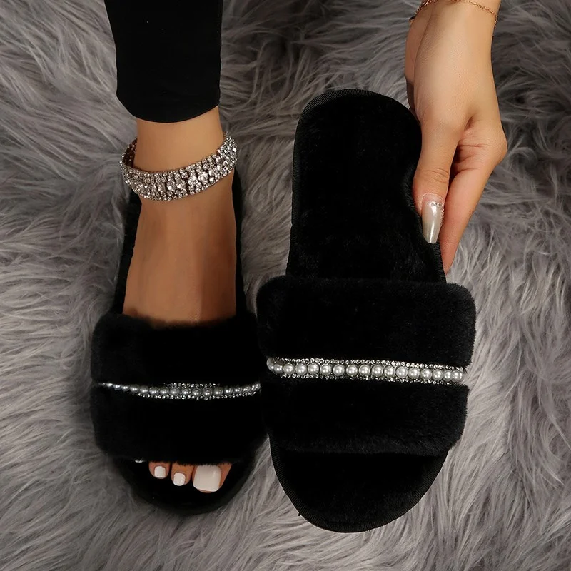 New Women Home Slippers Fashion Shiny Rhinestones Design Open Toe Indoor Winter Flat Non-slip Leisure Interior Female Shoes
New Women Home Slippers Fashion Shiny Rhinestones Design Open Toe Indoor Winter Flat Non-slip Leisure Interior Female Shoes