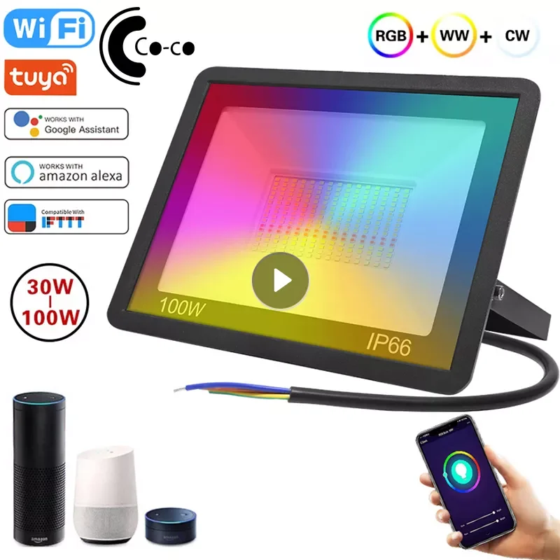NEW2023 Wifi Smart Floodlight LED Reflector RGB Smart Life 30W 50W 100W Waterproof IP66 Outdoor Spotlight 220V With Alexa Google
NEW2023 Wifi Smart Floodlight LED Reflector RGB Smart Life 30W 50W 100W Waterproof IP66 Outdoor Spotlight 220V With Alexa Google