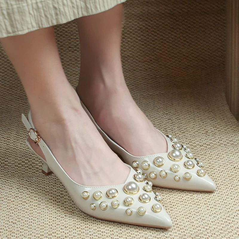 Summer Pearl Women Pumps Thin High Heels Ladies Sandals 2022 Mules Sexy High-Heeled Shoes For Female Pointed Toe Fashion Slides
Summer Pearl Women Pumps Thin High Heels Ladies Sandals 2022 Mules Sexy High-Heeled Shoes For Female Pointed Toe Fashion Slides