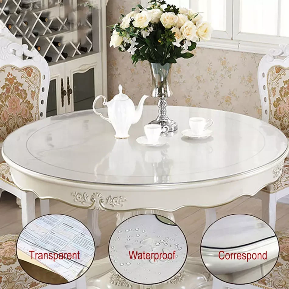 Round Tablecloth Transparent Soft Glass Table Mat PVC Waterproof Oilproof Plate Living Room Kitchen Table Cloth Home Decor
Round Tablecloth Transparent Soft Glass Table Mat PVC Waterproof Oilproof Plate Living Room Kitchen Table Cloth Home Decor