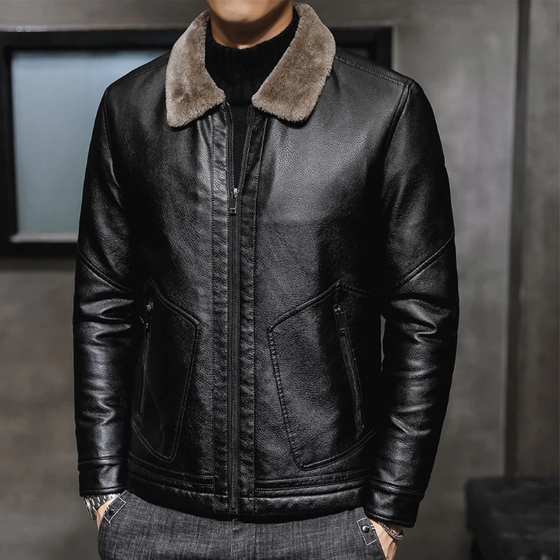 Men PU Leather Jacket Thick Fleece Winter Coat Male Slim Windproof Leather Jacket Men Brand Lapel Motorcycle Leather Jacket Warm
Men PU Leather Jacket Thick Fleece Winter Coat Male Slim Windproof Leather Jacket Men Brand Lapel Motorcycle Leather Jacket Warm